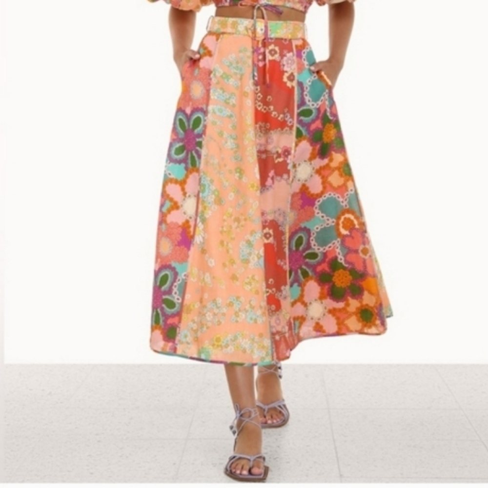 Rare Zimmerman - Lola Vibrant Floral Boho Chic Skirt - Picture 1 of 3